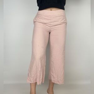 EVERLANE Silk Wide Leg Crop High Waist Pants Stretchy Casual Loungewear Size Xs‎